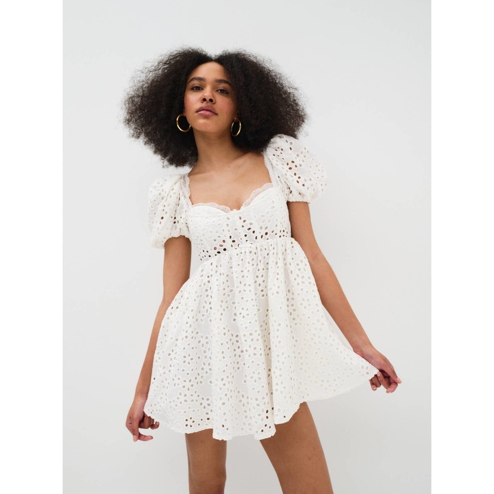 NWT for Love & Lemons Becca Mini Dress White Size XS